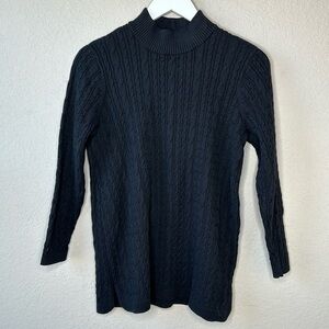 Lands End Cable Knit Fine Gauge Mock Neck Tunic Sweater Size M/P
